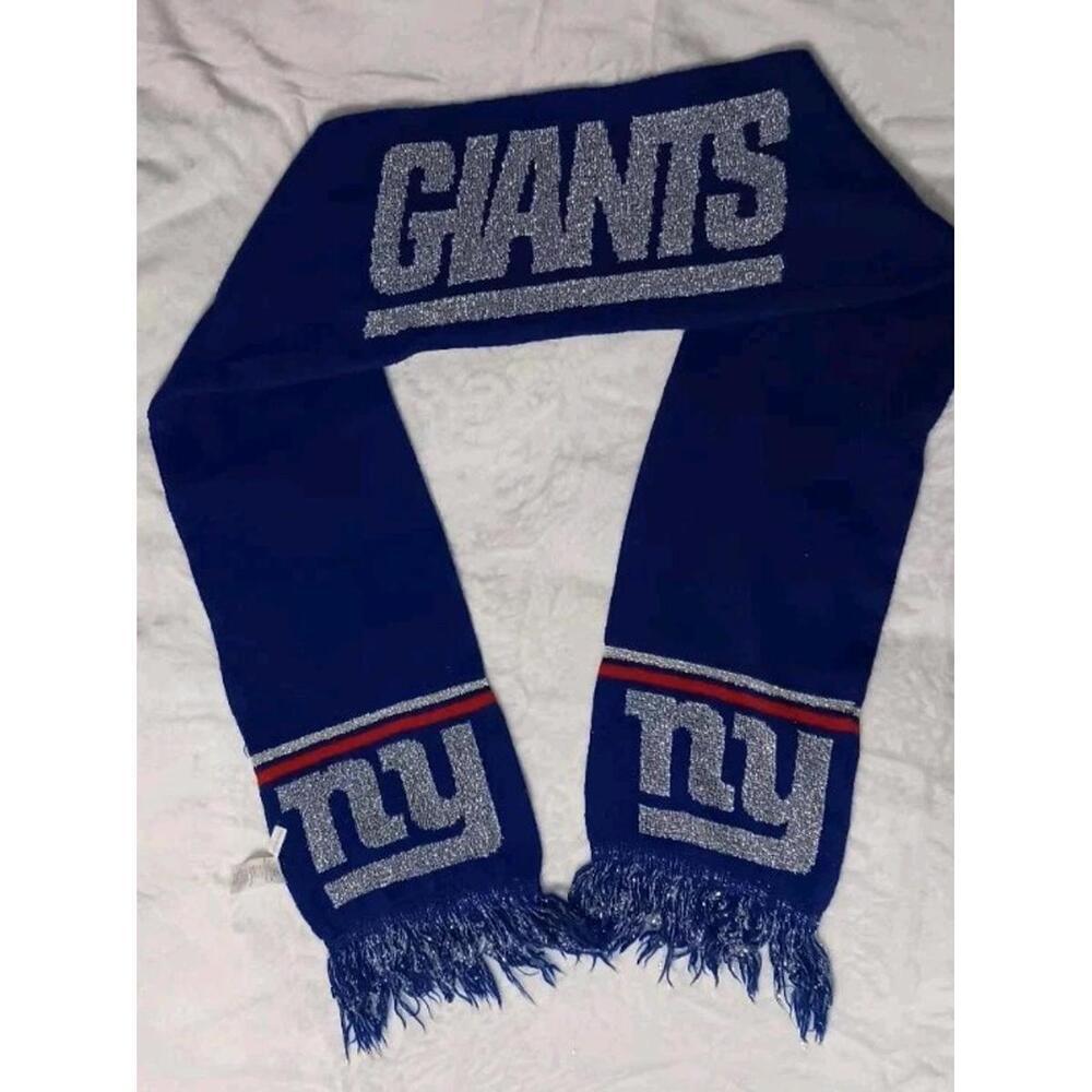Forever Collectibles NY Giants Fringed Scarf Blue Silver And Red Tasseled...